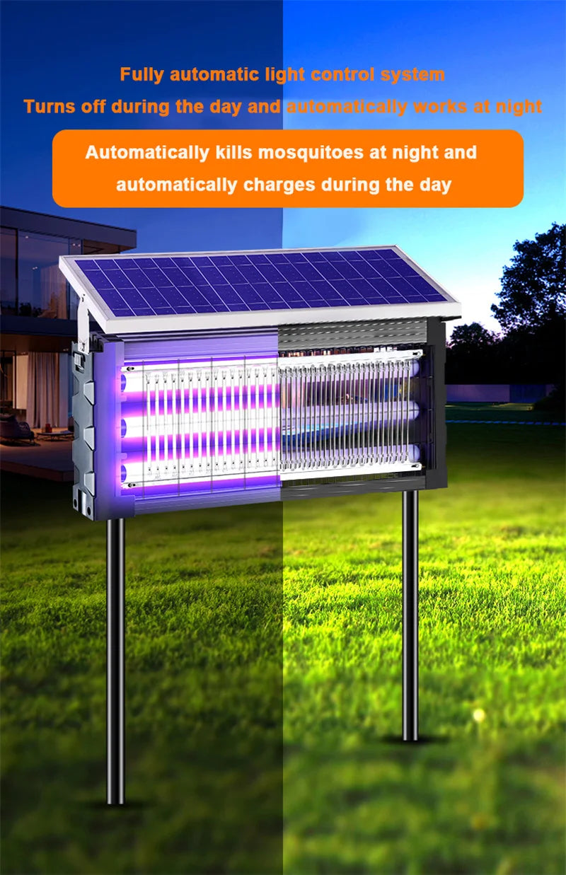 Grande Lampe Solaire Anti-Moustiques LED Carrée - Tue-Mouches Extérieur pour Jardin et Pelouse