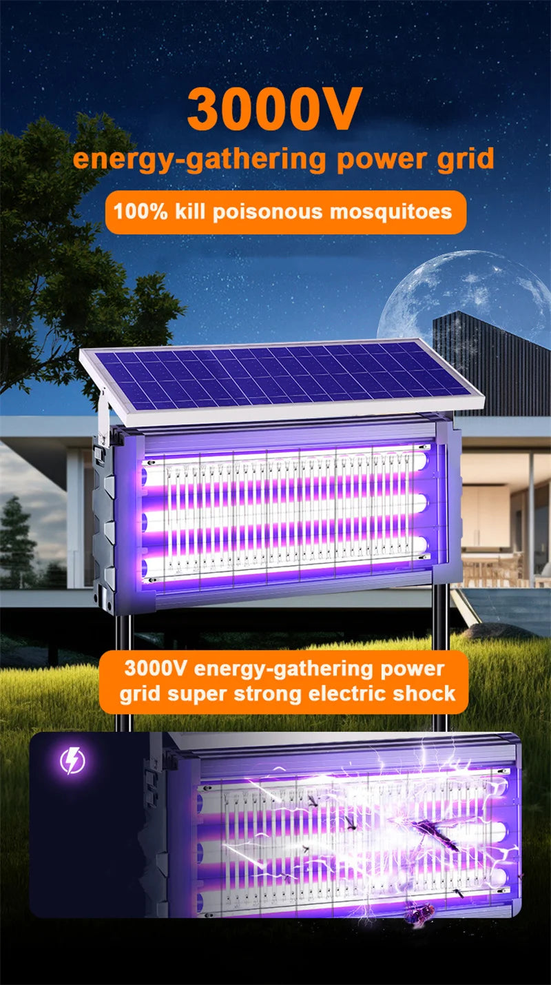 Grande Lampe Solaire Anti-Moustiques LED Carrée - Tue-Mouches Extérieur pour Jardin et Pelouse