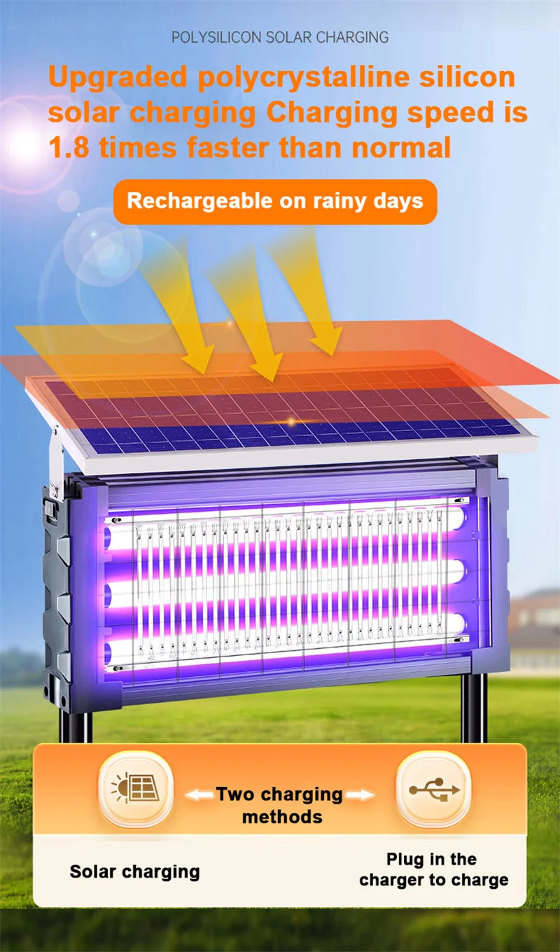 Grande Lampe Solaire Anti-Moustiques LED Carrée - Tue-Mouches Extérieur pour Jardin et Pelouse