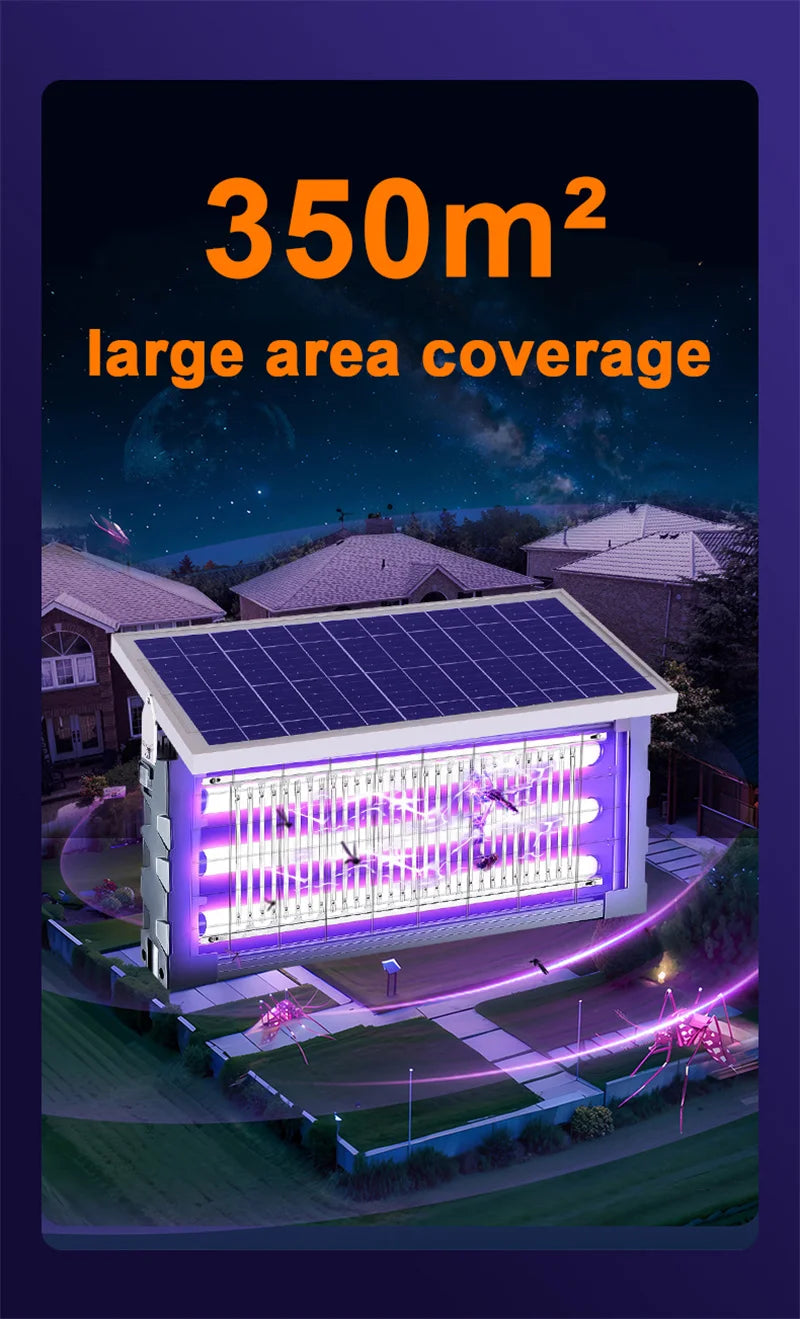 Grande Lampe Solaire Anti-Moustiques LED Carrée - Tue-Mouches Extérieur pour Jardin et Pelouse