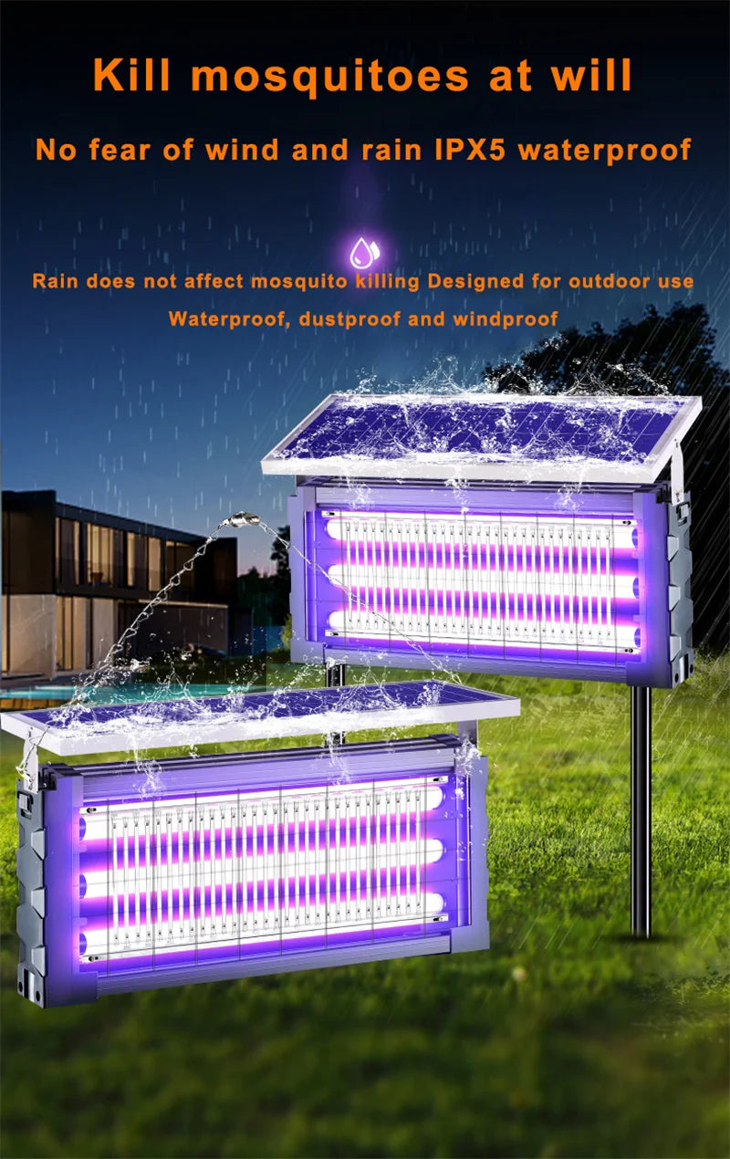Grande Lampe Solaire Anti-Moustiques LED Carrée - Tue-Mouches Extérieur pour Jardin et Pelouse