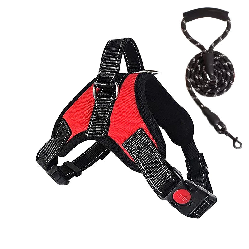 Harnais pour chien réglable antitraction – Respirant, réfléchissant, avec poignée et câble 1,5 m