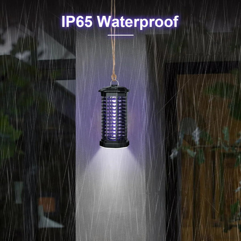 Piège à Moustiques Étanche LED UV avec Décharge Électrique - Pour Extérieur, Maison, Jardin, Terrasse, Camping