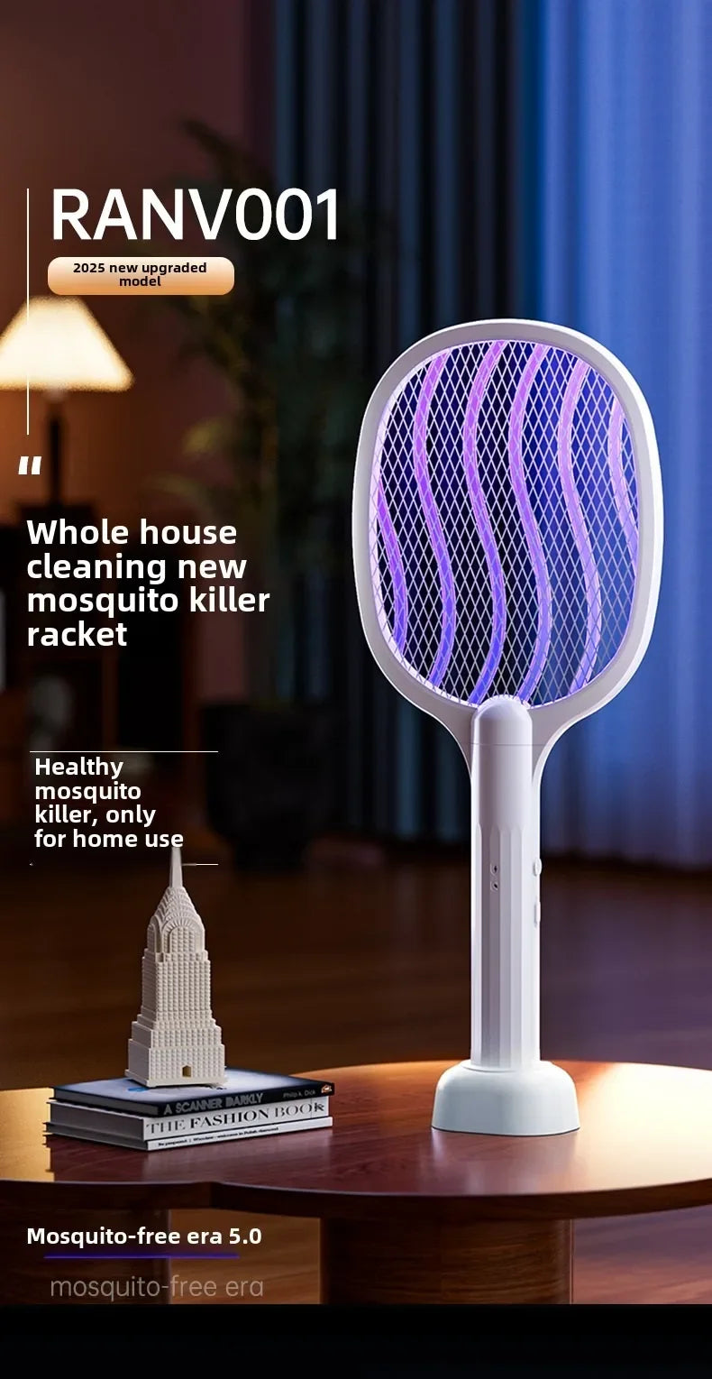 Raquette Électrique Anti-Moustiques 2 en 1 avec Lampe UV - Rechargeable USB Portable Tue-Mouches