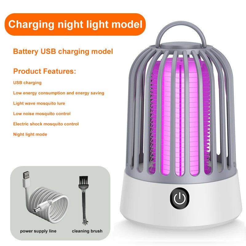 Lampe Anti-Moustiques Électrique Rechargeable avec Veilleuse - Répulsif Portable pour Chambres et Extérieur