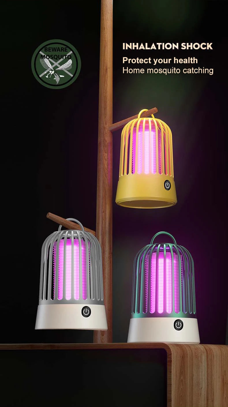 Lampe Anti-Moustiques Électrique Rechargeable avec Veilleuse - Répulsif Portable pour Chambres et Extérieur