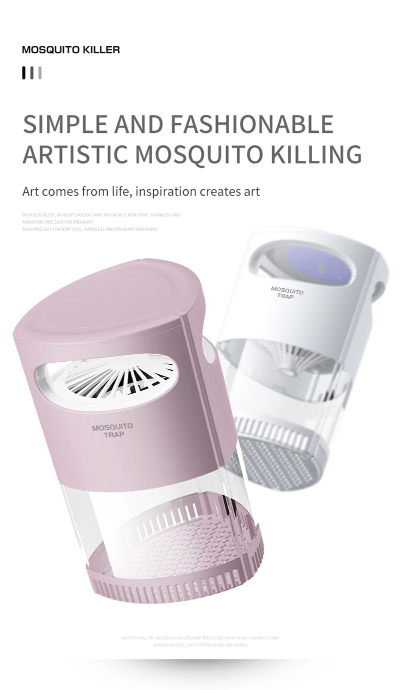 Lampe Anti-Moustiques Sans Fil USB Silencieuse - Aspiration Automatique pour Maison et Camping