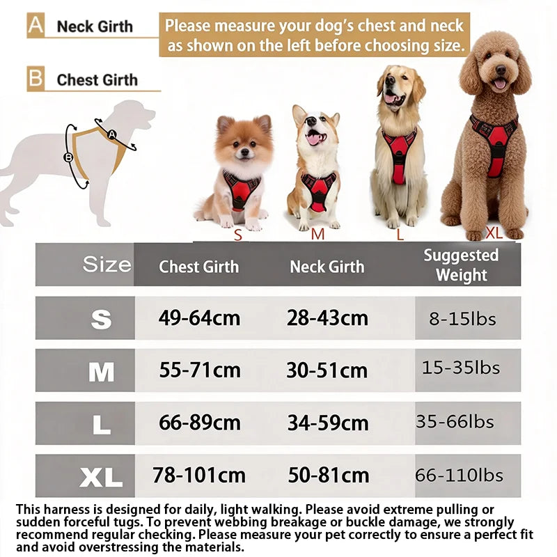 Harnais Chien Anti-Traction avec Attache Frontale – Réfléchissant & Ajustable