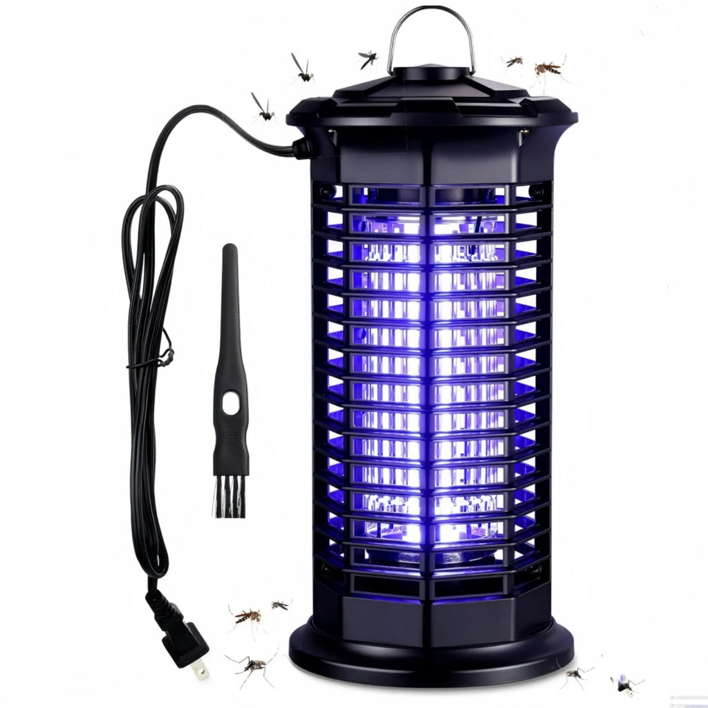 Piège à Moustiques Étanche LED UV avec Décharge Électrique - Pour Extérieur, Maison, Jardin, Terrasse, Camping