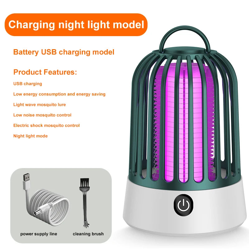 Lampe Anti-Moustiques Électrique Rechargeable avec Veilleuse - Répulsif Portable pour Chambres et Extérieur