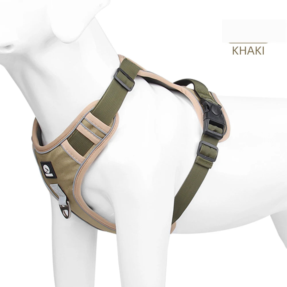 Harnais Chien Sans Traction Nylon Réfléchissant – Gilet Ajustable Toutes Tailles