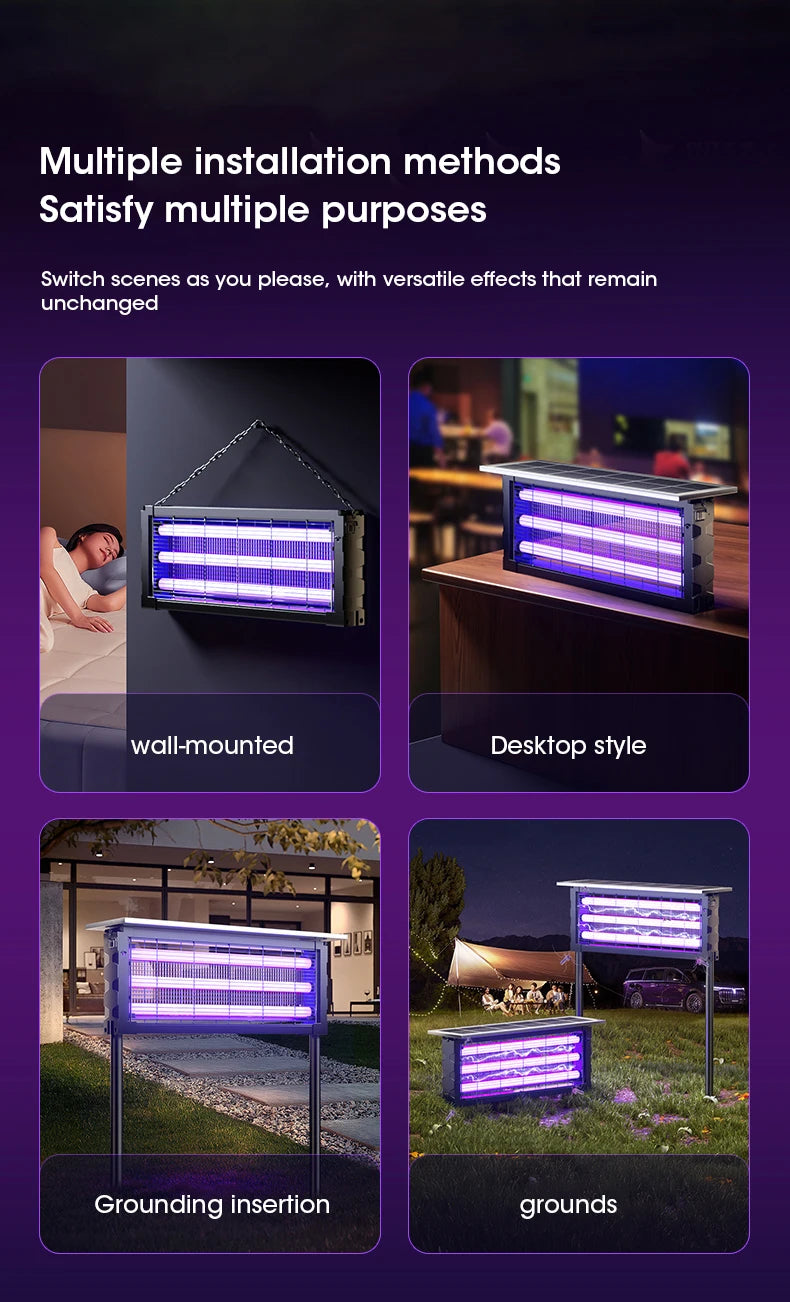 Lampe Anti-Moustiques Solaire NOCCLILI - Piège Électrique Grande Surface Étanche pour Jardin, Patio et Camping