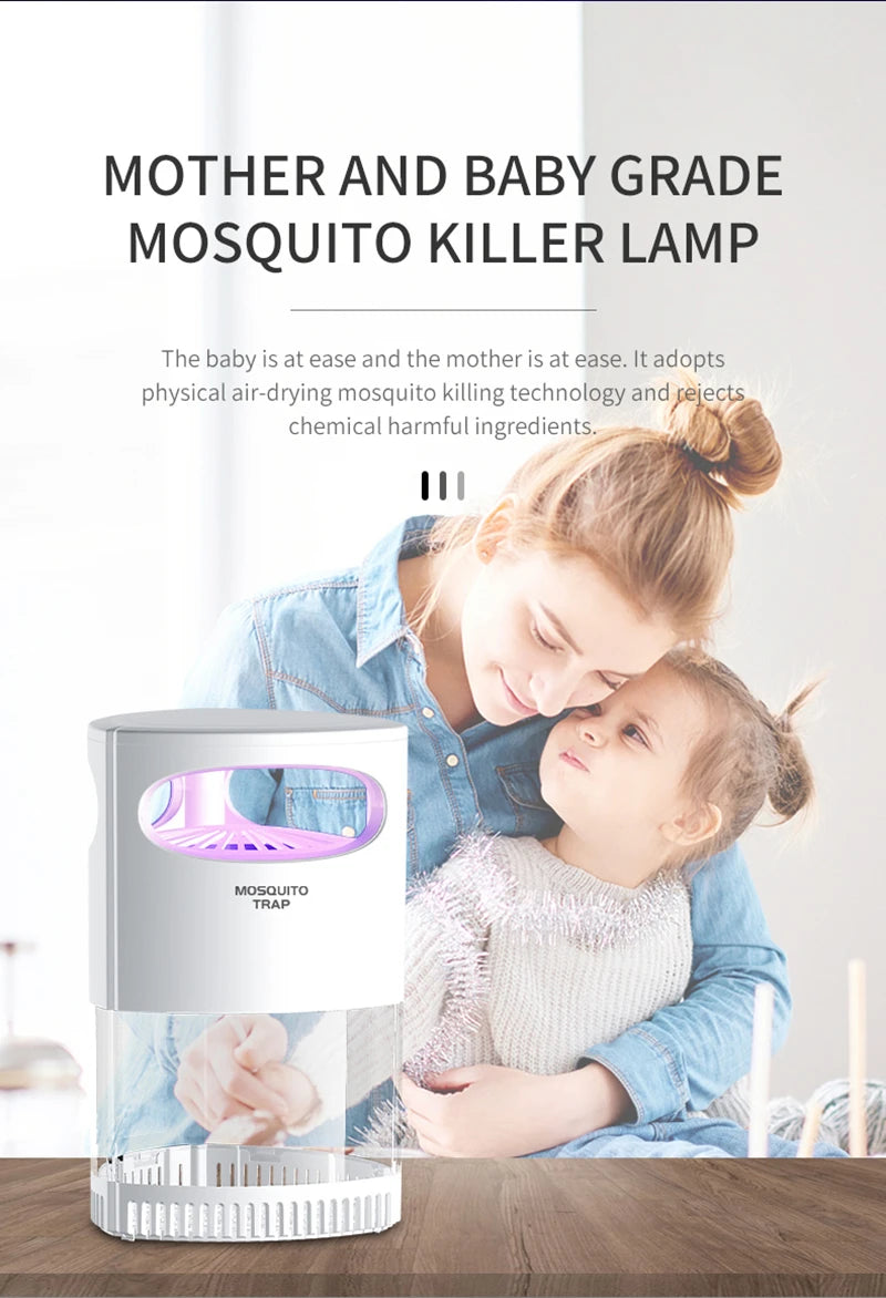 Lampe Anti-Moustiques Sans Fil USB Silencieuse - Aspiration Automatique pour Maison et Camping