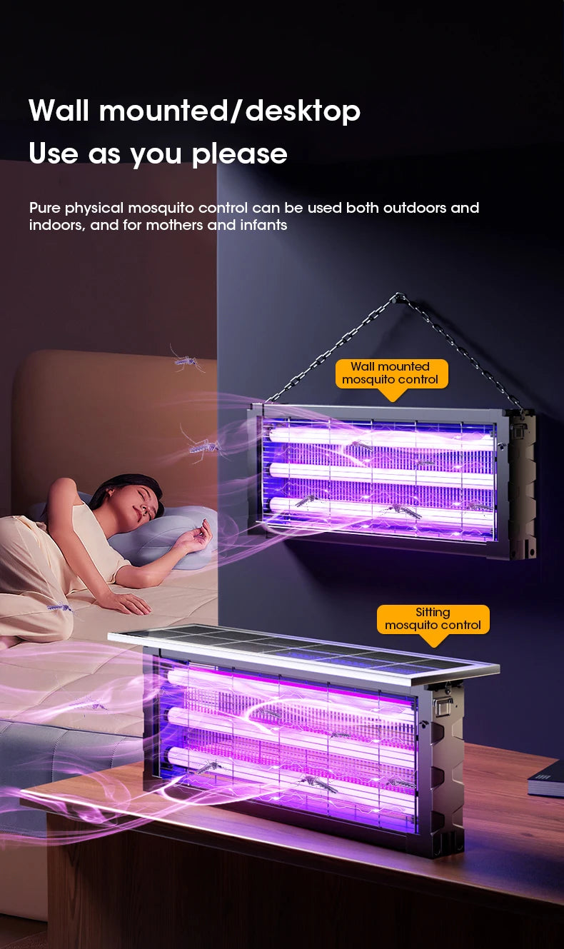 Lampe Anti-Moustiques Solaire NOCCLILI - Piège Électrique Grande Surface Étanche pour Jardin, Patio et Camping