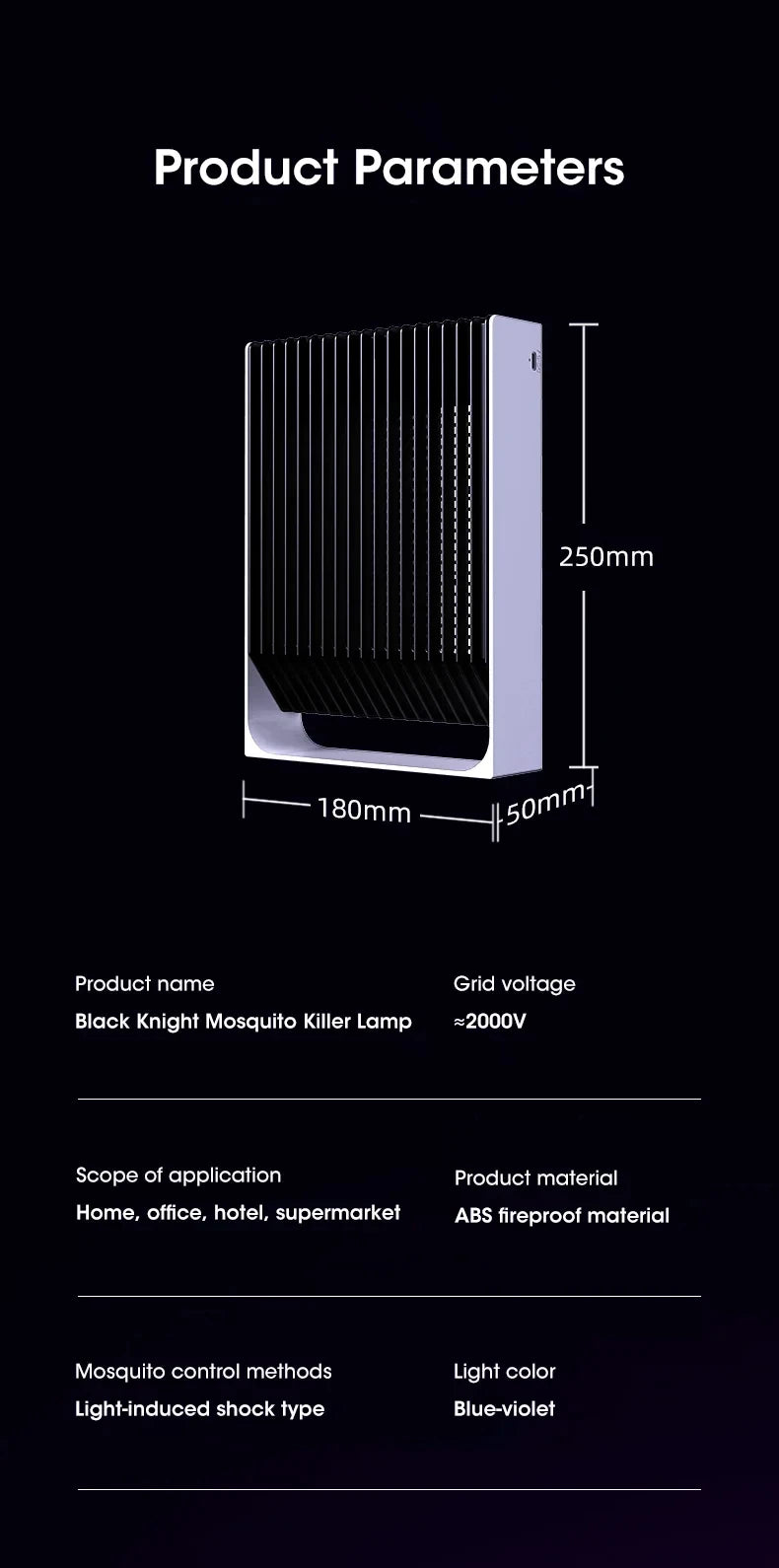 Lampe Anti-Moustiques Électrique Black Knight B2000V - Tue-Mouches UV Ultraviolet pour Camping et Maison