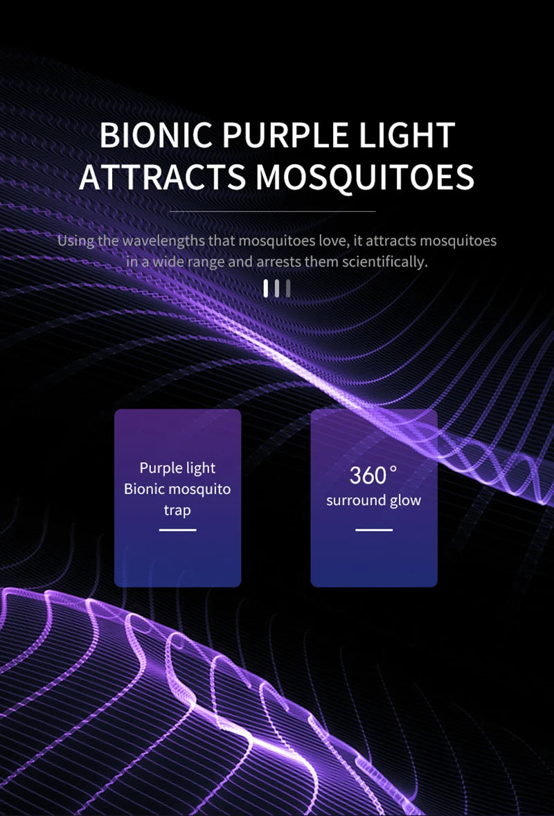 Lampe Anti-Moustiques Sans Fil USB Silencieuse - Aspiration Automatique pour Maison et Camping