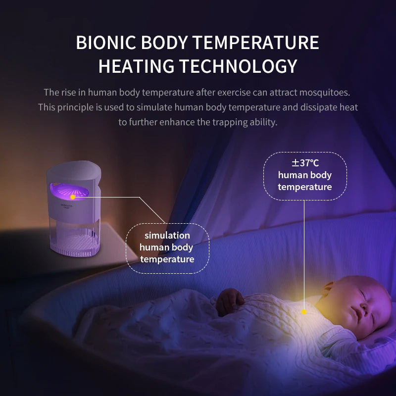 Lampe Anti-Moustiques Sans Fil USB Silencieuse - Aspiration Automatique pour Maison et Camping