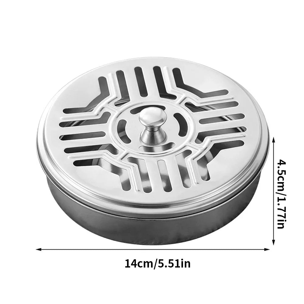 Porte-Spirales Anti-Moustiques en Acier Inoxydable avec Couvercle - Support Rond Facile à Nettoyer
