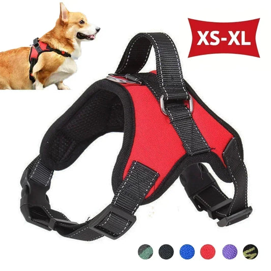 Harnais chien réfléchissant anti-traction en polyester – Ajustable XS à L