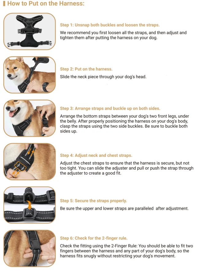 Harnais Chien Anti-Traction avec Attache Frontale – Réfléchissant & Ajustable