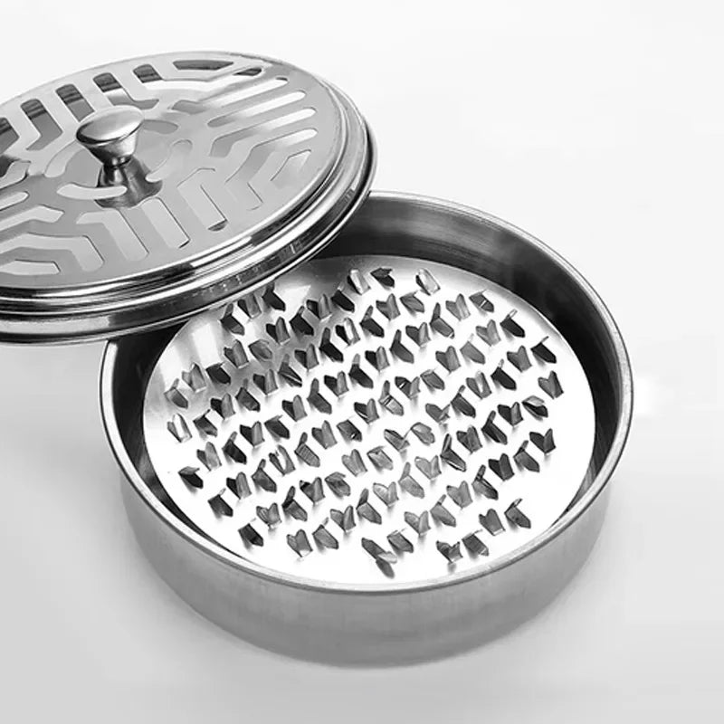 Porte-Spirales Anti-Moustiques en Acier Inoxydable avec Couvercle - Support Rond Facile à Nettoyer