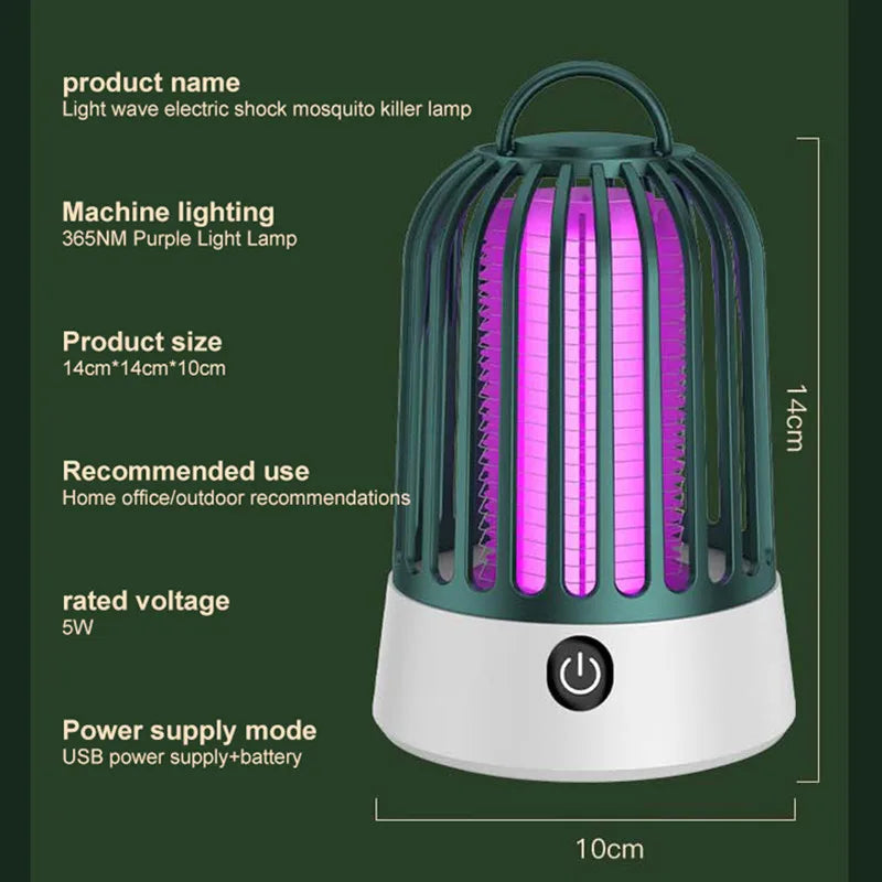 Lampe Anti-Moustiques Électrique Rechargeable avec Veilleuse - Répulsif Portable pour Chambres et Extérieur