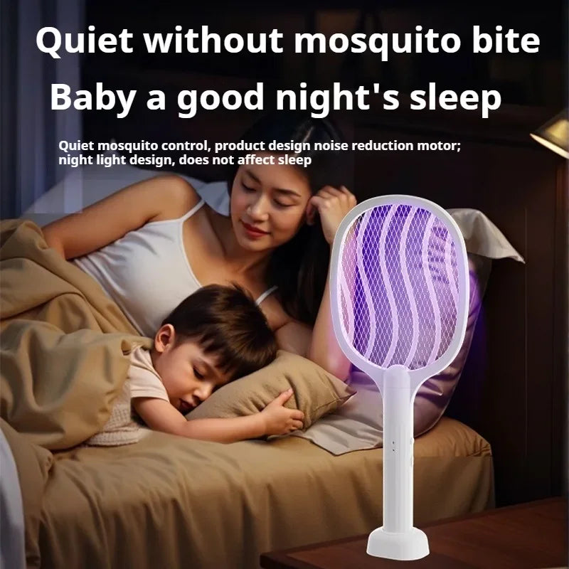 Raquette Électrique Anti-Moustiques 2 en 1 avec Lampe UV - Rechargeable USB Portable Tue-Mouches