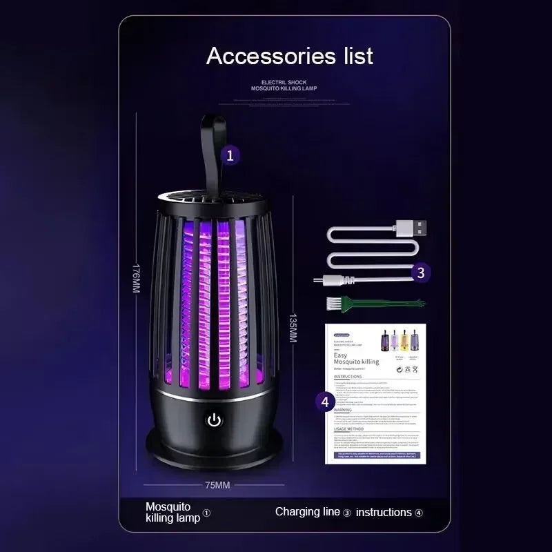 Lampe Anti-Moustiques UV Xiaomi (Écosystème) - Rechargeable USB Portable Silencieuse 360° pour Intérieur et Camping