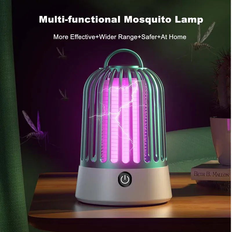 Lampe Anti-Moustiques Électrique Rechargeable avec Veilleuse - Répulsif Portable pour Chambres et Extérieur