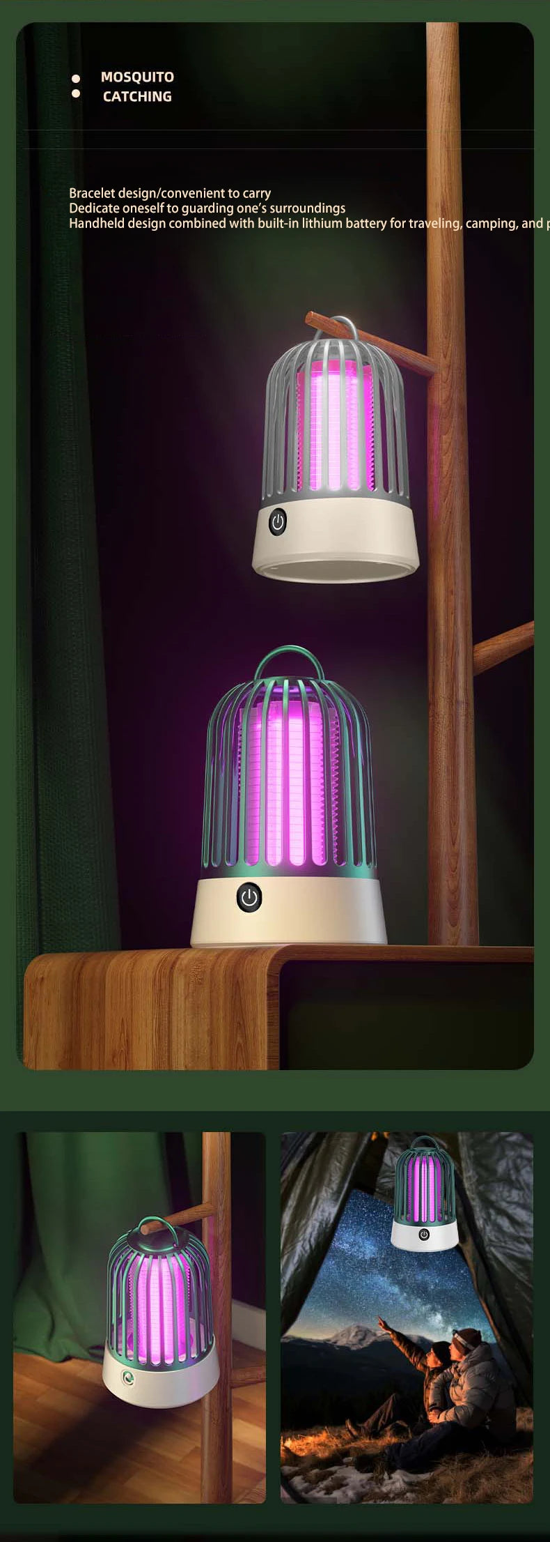 Lampe Anti-Moustiques Électrique Rechargeable avec Veilleuse - Répulsif Portable pour Chambres et Extérieur