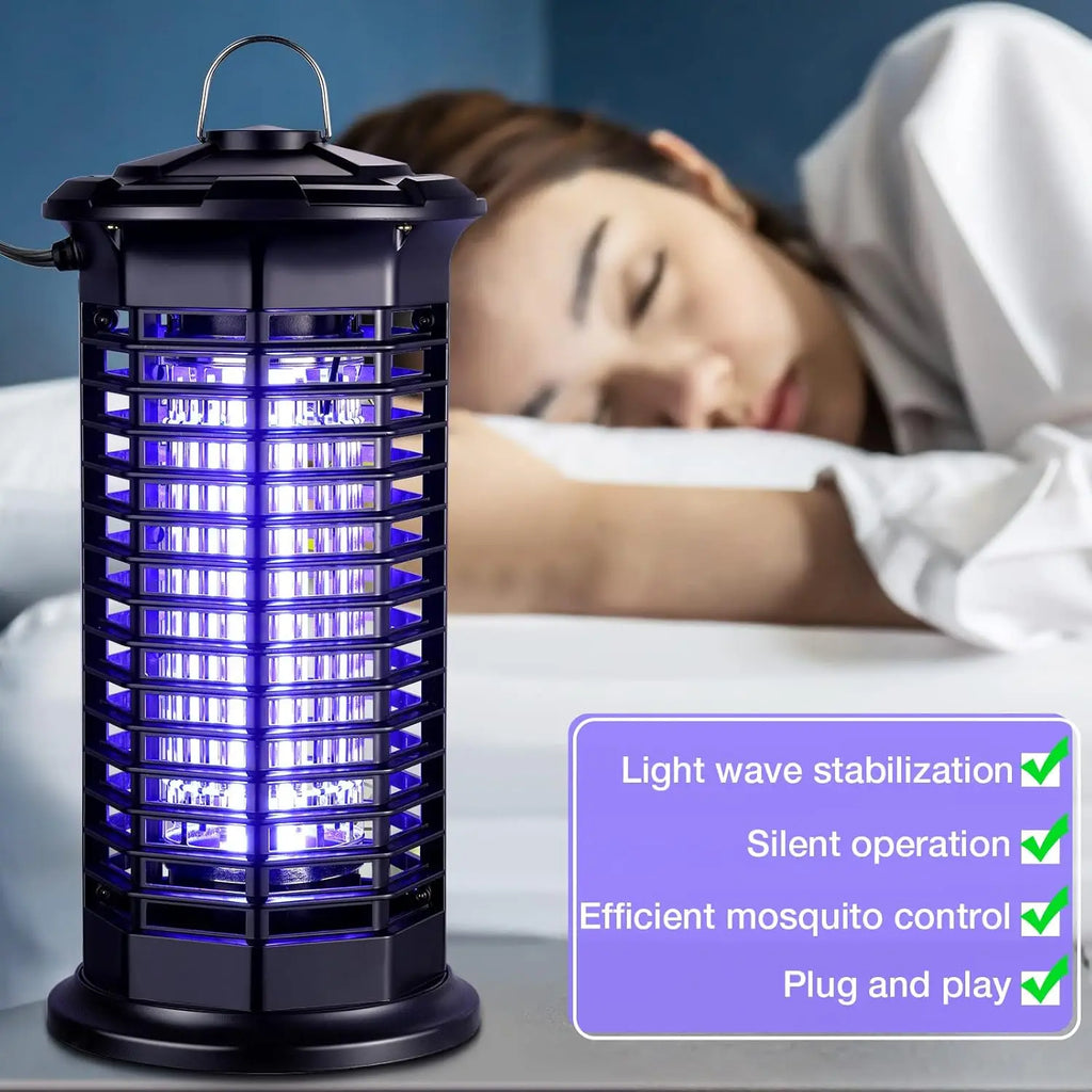 Piège à Moustiques Étanche LED UV avec Décharge Électrique - Pour Extérieur, Maison, Jardin, Terrasse, Camping