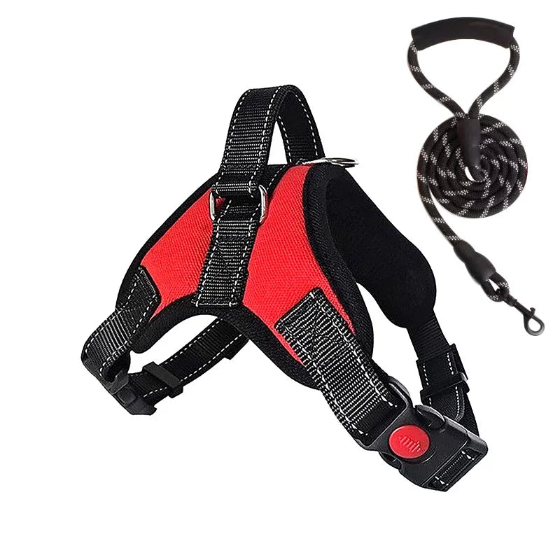 Harnais pour chien réglable antitraction – Respirant, réfléchissant, avec poignée et câble 1,5 m