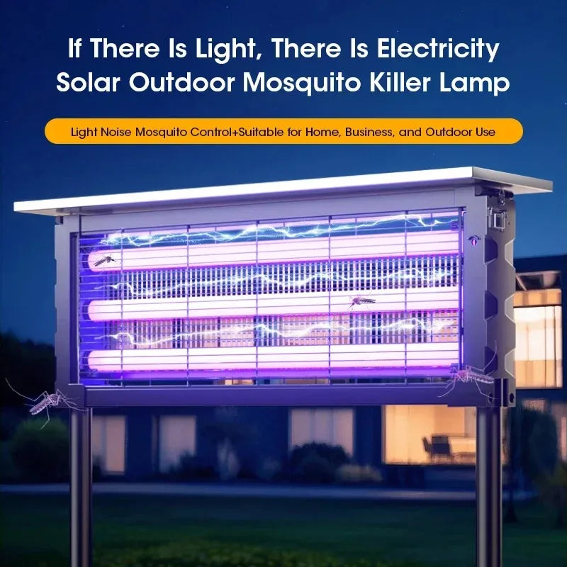 Lampe Solaire Anti-Moustiques d'Extérieur avec Piège UV - Décharge Électrique Étanche avec Capteur Automatique pour Jardin et Camping