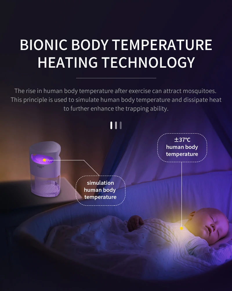 Lampe Anti-Moustiques Sans Fil USB Silencieuse - Aspiration Automatique pour Maison et Camping