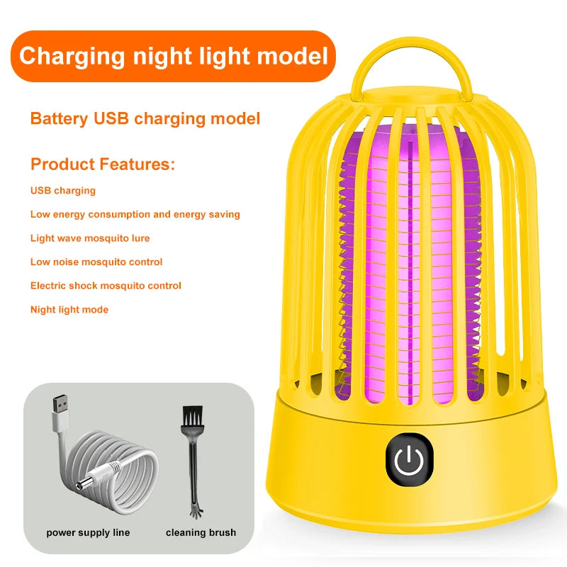 Lampe Anti-Moustiques Électrique Rechargeable avec Veilleuse - Répulsif Portable pour Chambres et Extérieur