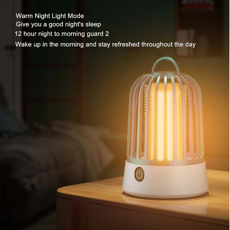 Lampe Anti-Moustiques Électrique Rechargeable avec Veilleuse - Répulsif Portable pour Chambres et Extérieur