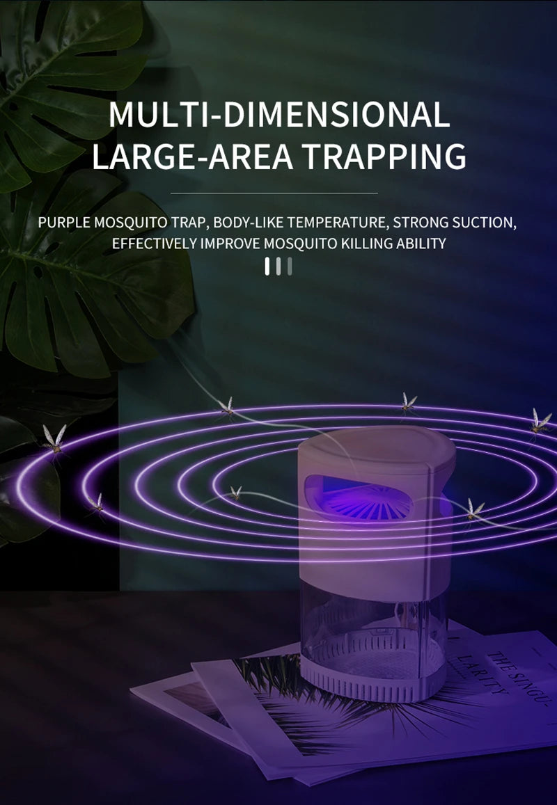 Lampe Anti-Moustiques Sans Fil USB Silencieuse - Aspiration Automatique pour Maison et Camping