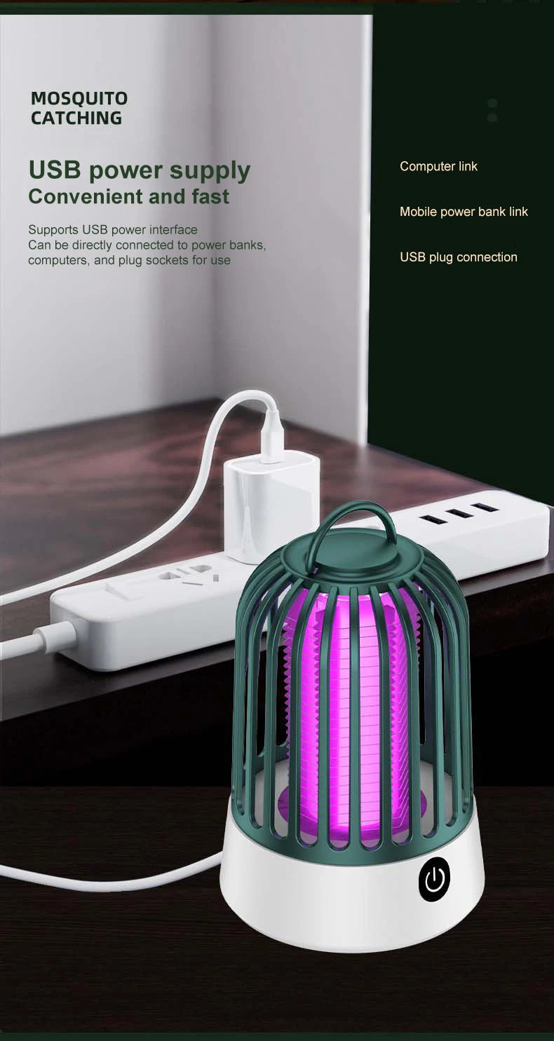 Lampe Anti-Moustiques Électrique Rechargeable avec Veilleuse - Répulsif Portable pour Chambres et Extérieur