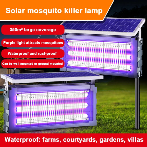 Grande Lampe Solaire Anti-Moustiques LED Carrée - Tue-Mouches Extérieur pour Jardin et Pelouse