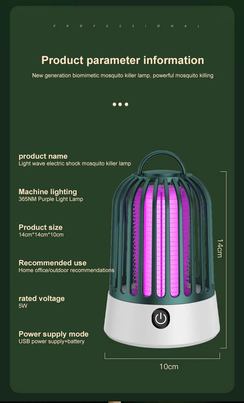 Lampe Anti-Moustiques Électrique Rechargeable avec Veilleuse - Répulsif Portable pour Chambres et Extérieur