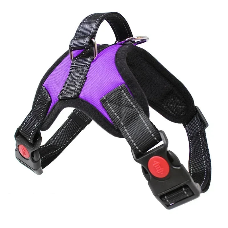 Harnais chien réfléchissant anti-traction en polyester – Ajustable XS à L