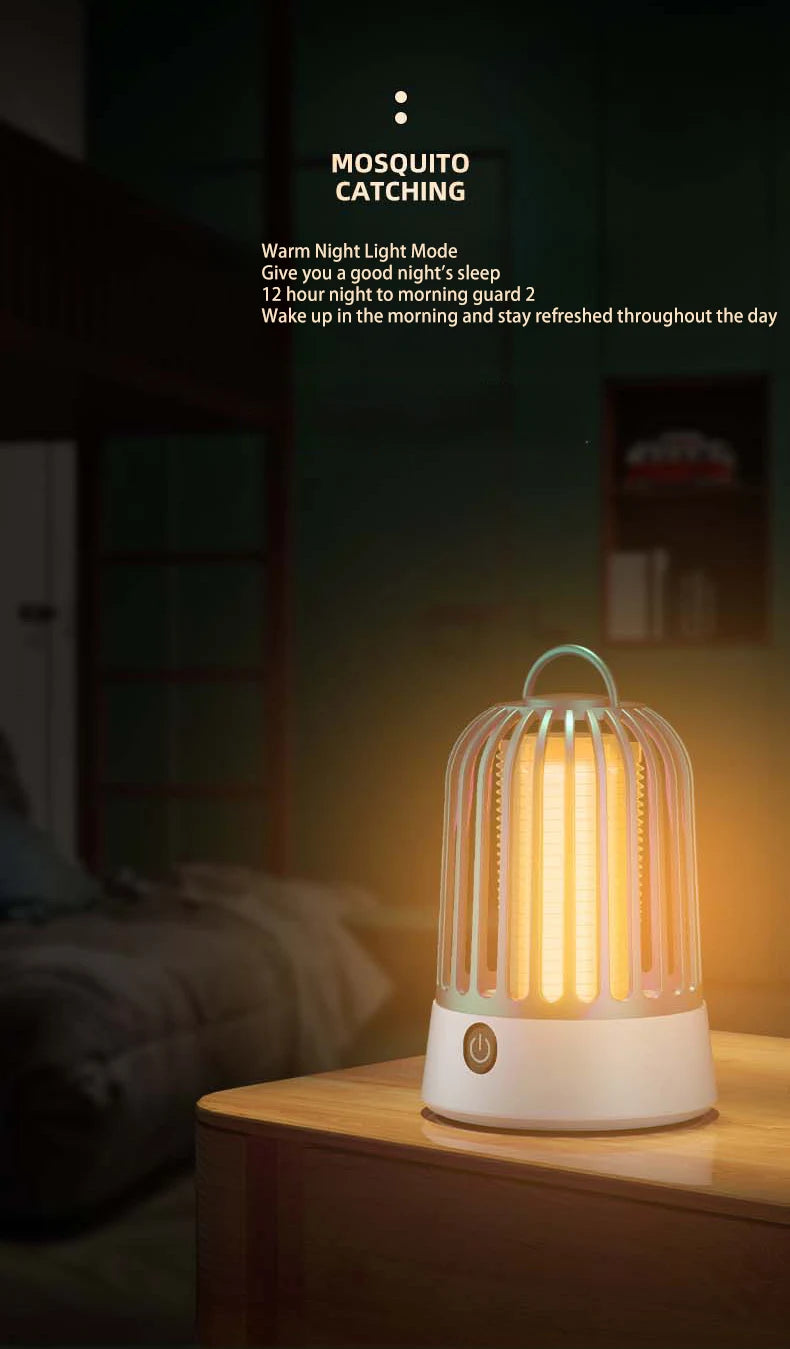 Lampe Anti-Moustiques Électrique Rechargeable avec Veilleuse - Répulsif Portable pour Chambres et Extérieur
